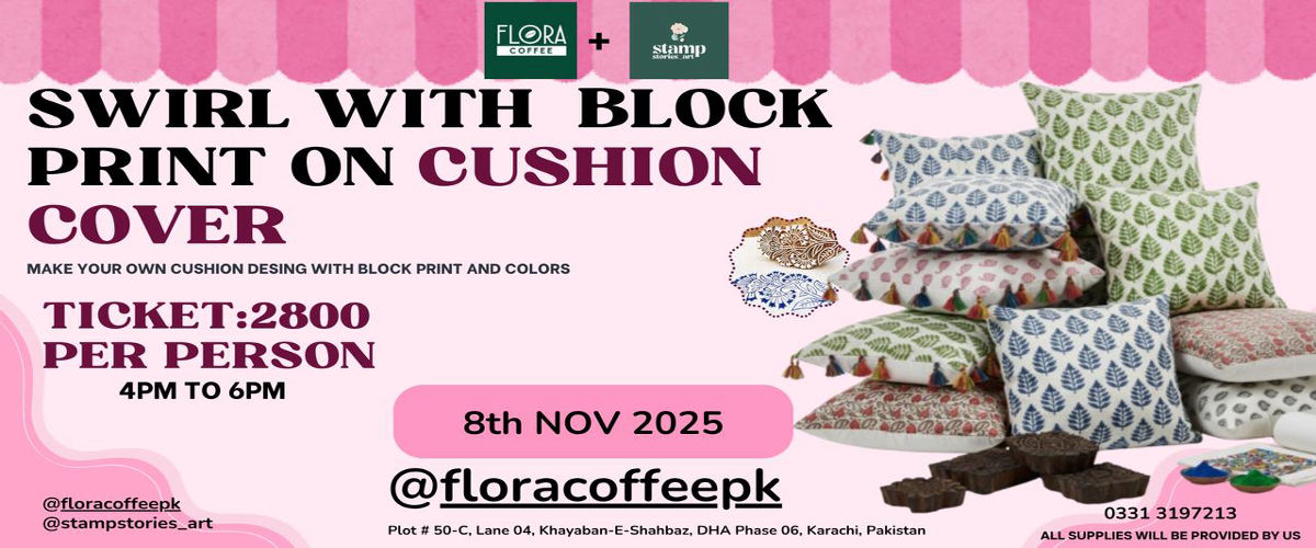 Swirl with Block Print on Cushion Cover Workshop